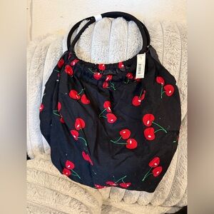 Cherry Print Black Tote Bag
